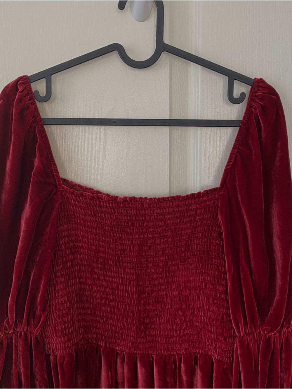 $278 Reformation Albi Burgundy Velvet Velour Silk Puff Sleeves Mini Dress Size M - Picture 11 of 14